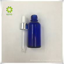 serigrafía 30 ml botella cuentagotas de vidrio azul cuentagotas de aceite de aceite esencial vidrio 30 ml